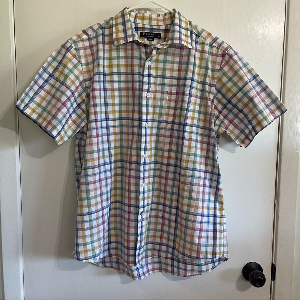 Daniel Cremieux Red, Green, Yellow, Pink & Blue Short Sleeve Button Down Shirt